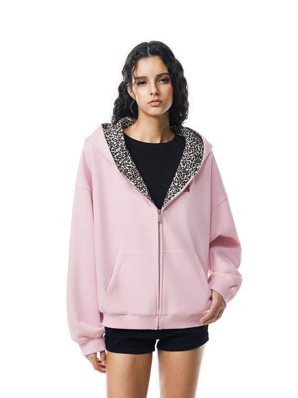 Leopar Desenli Kapüşonlu Sweatshirt